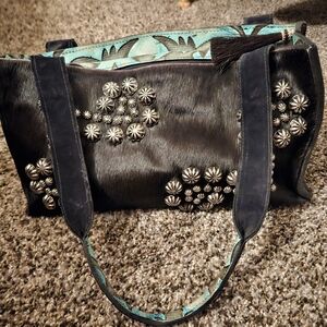 Black and Turquoise Embellished Women's Bag